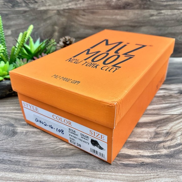 NIB Miz Mooz Current 38 7.5-8 Tan Leather Open Toe Cutout Heeled Sandal Wheat - Picture 10 of 12